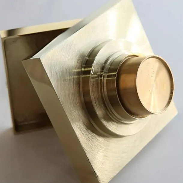 4 inch Square Shower Floor Drain, Removable Brass Flange Reversible Double Cover Tile Insert Grate, Hair Catcher Strainer Black Chrome Golden