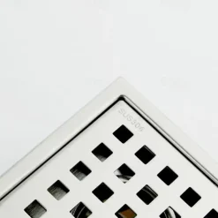 6 inch Square Shower Floor Drain Set, Removable Stainless Steel Cover Tile Insert Grate, Hair Catcher Strainer with Seal and Lifting Hook Bathroom