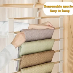 6 Layers Stainless Steel Trouser HangerMagic Foldable Pants Rack for Save Wardrobe SpaceLadder Hangers Storage Organizer