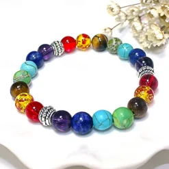 7 Mixed Chakra Healing Balance Beads Bracelet Yoga Life Energy Natural Stone Bracelet Lovers Gift