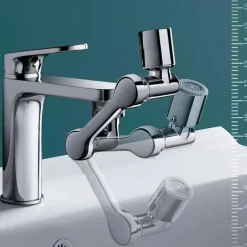 2 Modes 1080 Degree Faucet Extender, Universal Mechanical Arm Faucet Aerator Splash Kitchen Tap Filter Nozzle Bubbler Bathroom Kitchen Washroom Faucet Aerator Attachment
