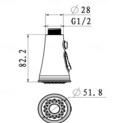2 Modes Kitchen Sink Faucet Head Replacement, Excellent Quality Helmet Lining-Surface Treatment-Chrome Faucet Spout Pull Out Pull Down Kitchen Faucet Sprayer
