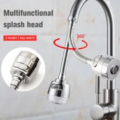 2 Modes Kitchen Sink Faucet Extension Sprayer, 360 Degree Turbo Rotatation Anti-Splash Extender Aerator with Hose