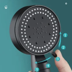 5 Modes Shower Head with Handheld, Anti-drop Nozzle High Pressure High Flow Water Saving Handheld Spray with ON/OFF Pause Switch, Shower Bathroom Accessories
