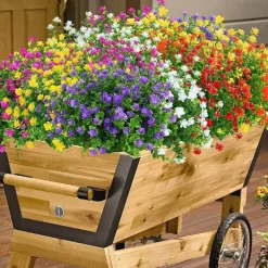 2 Pack / 8 Pack Artificial Flowers Outdoor UV Resistant Fake Plastic Flowers Rose No Fade Faux Plastic Plants for Indoor Outdoor Wedding Christmas Home Garden Decoration