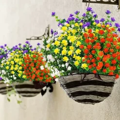 2 Pack / 8 Pack Artificial Flowers Outdoor UV Resistant Fake Plastic Flowers Rose No Fade Faux Plastic Plants for Indoor Outdoor Wedding Christmas Home Garden Decoration