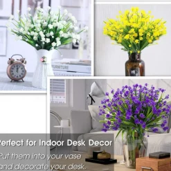 20 Pack Artificial Flower Outdoor Decorations - UV Resistant Plastic Bushes and Faux Flowers for Outdoor Decor