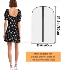 6 Pack Breathable Clothes Covers with Zip 60x80cm Hanging Garment Covers Bags Moth-Proof Storage Bag for Men Suit Dress Bag Covers Dust Cover for Wardrobe Storage and Travel Clear