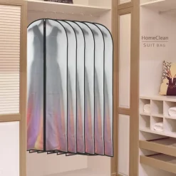 6 Pack Breathable Clothes Covers with Zip 60x80cm Hanging Garment Covers Bags Moth-Proof Storage Bag for Men Suit Dress Bag Covers Dust Cover for Wardrobe Storage and Travel Clear