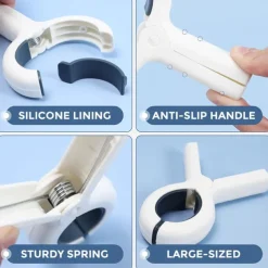 4 Pack Extra Large Beach Towel Clips,5.1 Inch Towel Clips for Beach Chairs Cruise Heavy Duty, Towel Holder Clips for Clothes Pool Boat, 2 Colors Khaki and Blue