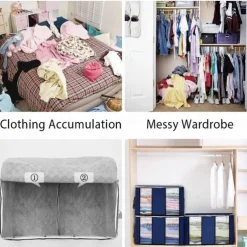 3 Pack, 90L Large Capacity Clothes Storage Bag Organizer with Reinforced Handle Thick Fabric for Comforters, Blankets, Bedding, Foldable with Sturdy Zipper, Clear Window