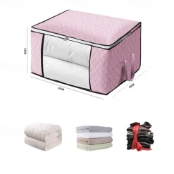 3 Pack, 90L Large Capacity Clothes Storage Bag Organizer with Reinforced Handle Thick Fabric for Comforters, Blankets, Bedding, Foldable with Sturdy Zipper, Clear Window