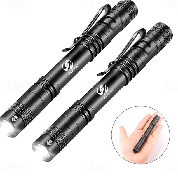 2 Pack LED Tactical Flashlight Torch Camping Lights Waterproof Multi-function for Camping Biking Hiking Outdoor Home Emergency 3.7V