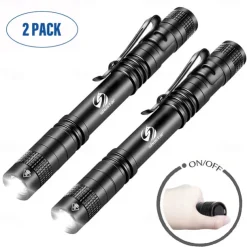 2 Pack LED Tactical Flashlight Torch Camping Lights Waterproof Multi-function for Camping Biking Hiking Outdoor Home Emergency 3.7V