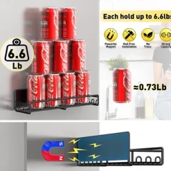 1 Pack Magnetic Spice Rack Organizer, Magnetic Spice Rack for Refrigerator, Magnetic Shelf for Holding Spices, Jars, Bottle, Metal&Black