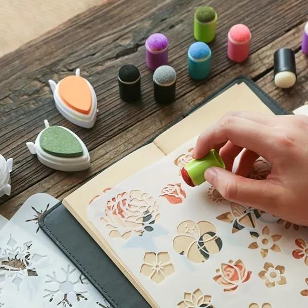 1 Pack Of Finger Sponge Daubers With Storage Case For Painting Art Ink Crafts