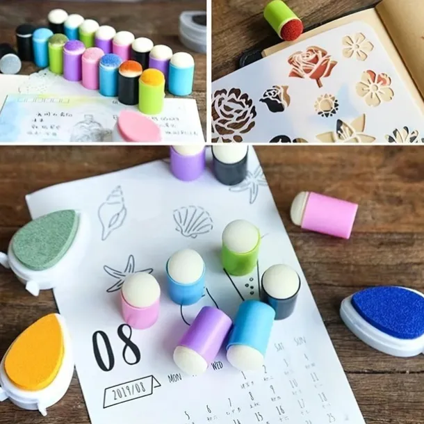 1 Pack Of Finger Sponge Daubers With Storage Case For Painting Art Ink Crafts