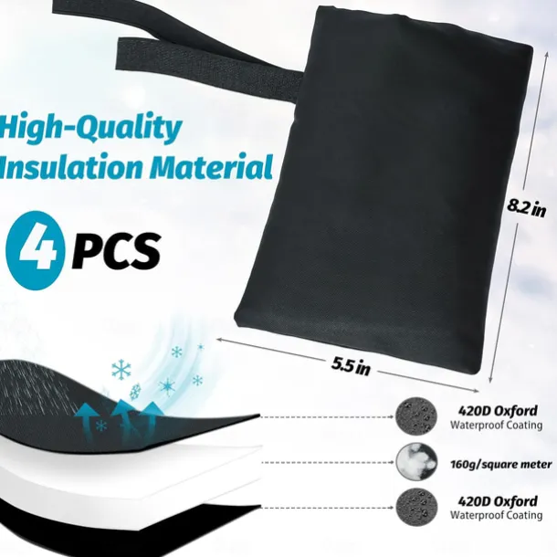 4 Pack Outdoor Faucet Covers for Winter Faucet Cover Freeze Protection Insulated Anti-Freeze Waterproof Material Reusable Faucet Cover Socks for Various Faucet Spigot,Pipe,Garden Hose Bib