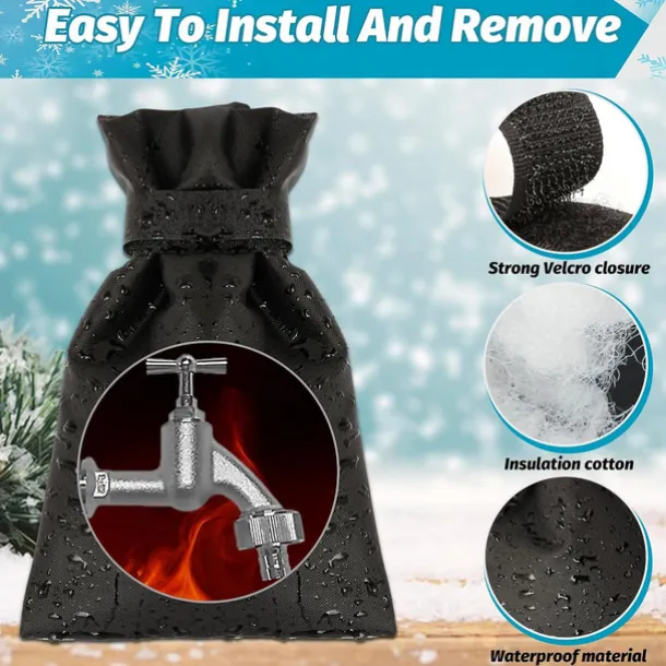 4 Pack Outdoor Faucet Covers for Winter Faucet Cover Freeze Protection Insulated Anti-Freeze Waterproof Material Reusable Faucet Cover Socks for Various Faucet Spigot,Pipe,Garden Hose Bib