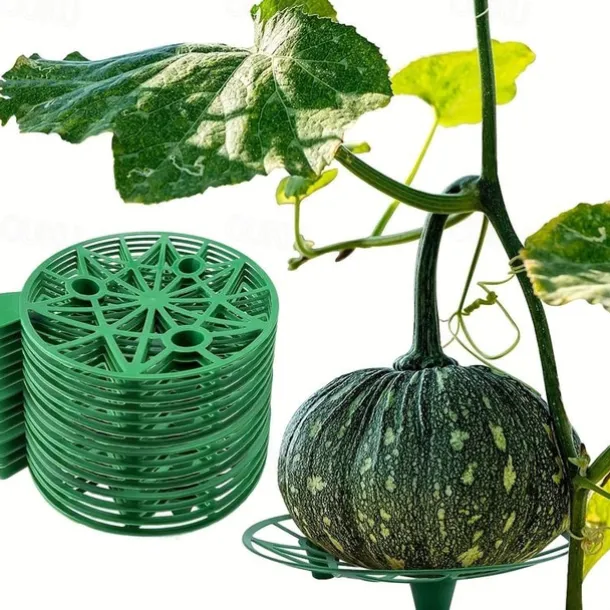 10 Pack Plant Melon Supports Cages Cradles Trellis for Watermelon, Cantaloupe, Pumpkins, Strawberries - Avoid Ground Rot - Reusable (Round Watermelon Support)
