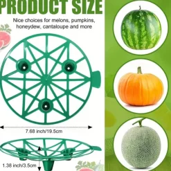 10 Pack Plant Melon Supports Cages Cradles Trellis for Watermelon, Cantaloupe, Pumpkins, Strawberries - Avoid Ground Rot - Reusable (Round Watermelon Support)