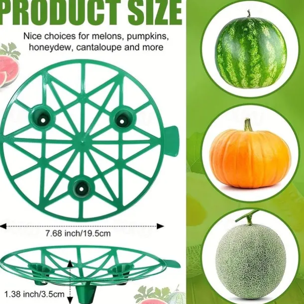 10 Pack Plant Melon Supports Cages Cradles Trellis for Watermelon, Cantaloupe, Pumpkins, Strawberries - Avoid Ground Rot - Reusable (Round Watermelon Support)