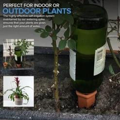 4 Pack Plant Watering Devices Terracotta Vacation Plant Waterer Wine Bottle Watering Stakes Slow Release Plant Watering Spikes Perfect Self Watering Devices for Indoor Outdoor Plants