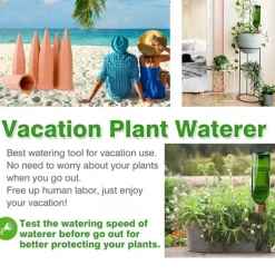 4 Pack Plant Watering Devices Terracotta Vacation Plant Waterer Wine Bottle Watering Stakes Slow Release Plant Watering Spikes Perfect Self Watering Devices for Indoor Outdoor Plants