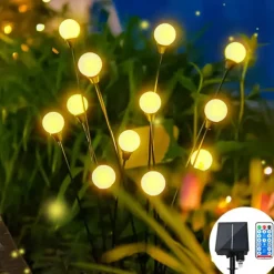 5 Pack Solar Firefly Lights Outdoor Waterproof Garden Light Remote Control Solar/USB Powered 8 Modes Lighting Solar Swaying Lights Courtyard Patio Pathway Decoration Solar Landscape Light