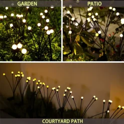 5 Pack Solar Firefly Lights Outdoor Waterproof Garden Light Remote Control Solar/USB Powered 8 Modes Lighting Solar Swaying Lights Courtyard Patio Pathway Decoration Solar Landscape Light