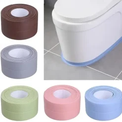2 Pack Tape Caulk Strip PVC Self Adhesive Caulking Sealing Tape for Kitchen Sink Toilet Bathroom Shower and Bathtub 2.2cm*3.2m/0.87*126 in