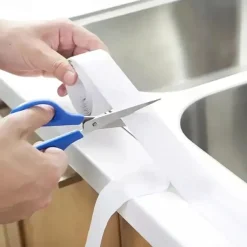 2 Pack Tape Caulk Strip PVC Self Adhesive Caulking Sealing Tape for Kitchen Sink Toilet Bathroom Shower and Bathtub 2.2cm*3.2m/0.87*126 in