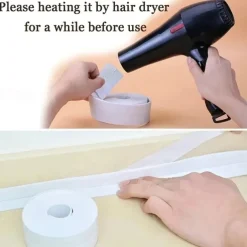 2 Pack Tape Caulk Strip PVC Self Adhesive Caulking Sealing Tape for Kitchen Sink Toilet Bathroom Shower and Bathtub 2.2cm*3.2m/0.87*126 in