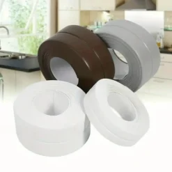 2 Pack Tape Caulk Strip PVC Self Adhesive Caulking Sealing Tape for Kitchen Sink Toilet Bathroom Shower and Bathtub 2.2cm*3.2m/0.87*126 in