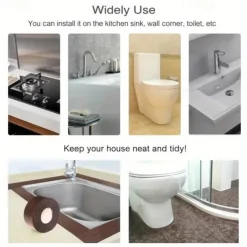 2 Pack Tape Caulk Strip PVC Self Adhesive Caulking Sealing Tape for Kitchen Sink Toilet Bathroom Shower and Bathtub 2.2cm*3.2m/0.87*126 in