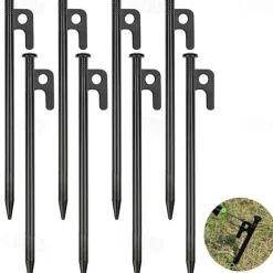8/16 Pack Tent Stakes Heavy Duty Metal Tent Pegs for Camping Steel Tent Stakes 8 inch Unbreakable and Inflexible