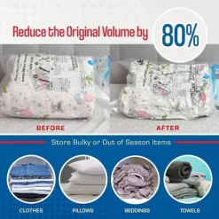 5 Pack Travel Vacuum Bags with Pump Seal Bags for Clothes Blankets Storage Bag With Valve Transparent Border Folding Compressed Organizer Travel Space Saving Seal Packet