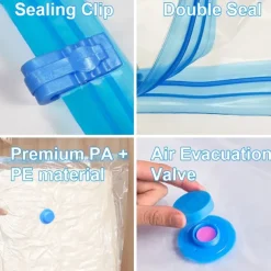 5 Pack Travel Vacuum Bags with Pump Seal Bags for Clothes Blankets Storage Bag With Valve Transparent Border Folding Compressed Organizer Travel Space Saving Seal Packet