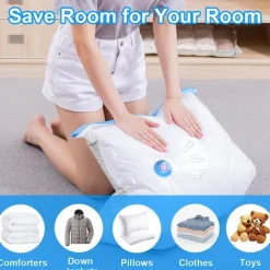 5 Pack Travel Vacuum Bags with Pump Seal Bags for Clothes Blankets Storage Bag With Valve Transparent Border Folding Compressed Organizer Travel Space Saving Seal Packet