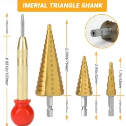 26 Pack Woodworking Chamfer Drilling Tools, Including Countersink Drill Bits, Wood Plug Cutter, Step Drill Bit, Center Punch, L-Wrench