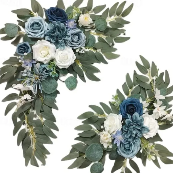 2 Packs Artificial Flowers Decorations, Spring Wedding Flowers,Floral Swag Wedding, Banquet, Party, Reception Entrance Welcome Sign and Background Decoration