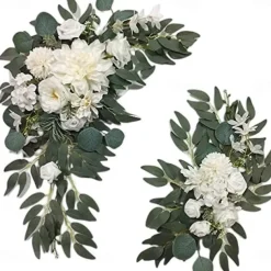2 Packs Artificial Flowers Decorations, Spring Wedding Flowers,Floral Swag Wedding, Banquet, Party, Reception Entrance Welcome Sign and Background Decoration