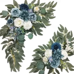 2 Packs Artificial Flowers Decorations, Spring Wedding Flowers,Floral Swag Wedding, Banquet, Party, Reception Entrance Welcome Sign and Background Decoration