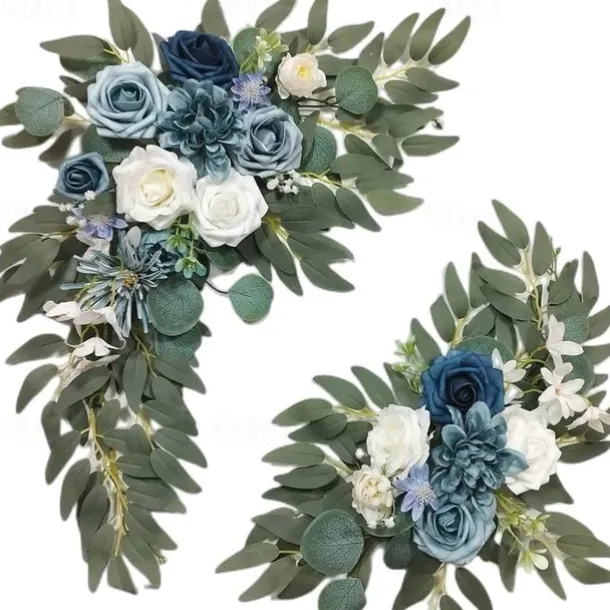 2 Packs Artificial Flowers Decorations, Spring Wedding Flowers,Floral Swag Wedding, Banquet, Party, Reception Entrance Welcome Sign and Background Decoration