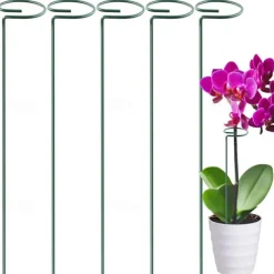 5 Packs of Metal Plant Support Stakes, Plant Stakes for Flowers, Single Stem Plant Support Ring Hoop,Plant Support Cages for Potted Plants Tomato Rose Vine