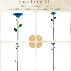 4 Packs Outdoor Bird Feeder Rustic Iron Garden Decor, Bee & Butterfly Birdbath Feeders, Cast Iron Wild Bird Feeding Bowls, Yard Stakes for Garden Decoration