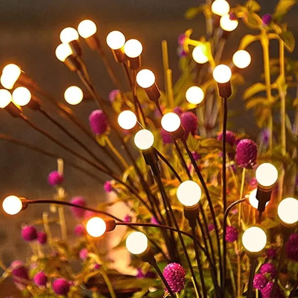 2/4 Packs Solar Firefly Lights Outdoor Waterproof Two Modes of Persistent Light and Flashing 6/8/10 Heads Warm White White Multi Color