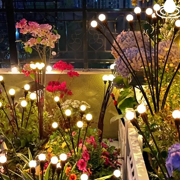 2/4 Packs Solar Firefly Lights Outdoor Waterproof Two Modes of Persistent Light and Flashing 6/8/10 Heads Warm White White Multi Color