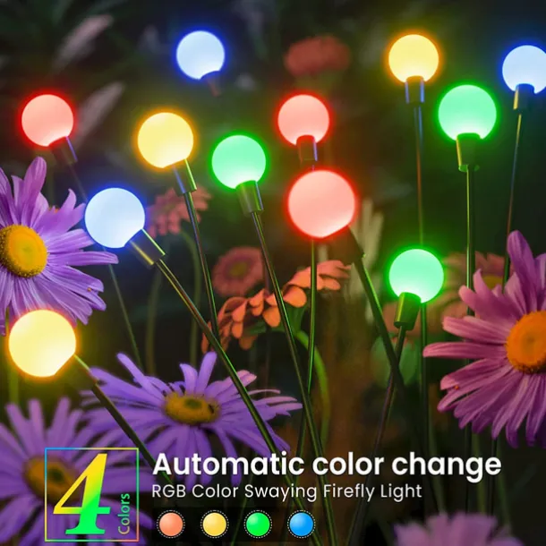 2/4 Packs Solar Firefly Lights Outdoor Waterproof Two Modes of Persistent Light and Flashing 6/8/10 Heads Warm White White Multi Color