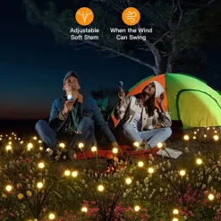 2/4 Packs Solar Firefly Lights Outdoor Waterproof Two Modes of Persistent Light and Flashing 6/8/10 Heads Warm White White Multi Color